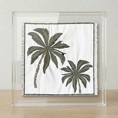 QUADRO 3D 033 COQUEIROS C/ BORDADO E ACRILICO 30 cm x 30 cm