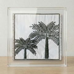 QUADRO 3D 035 ARVORE C/ BORDADO E ACRILICO 30 cm x 30 cm
