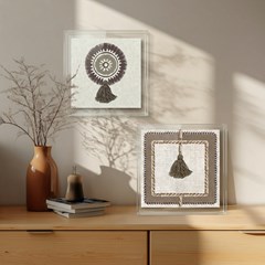 QUADRO 3D 045 PINGENTE C/ TASSEL E ACRILICO 30 cm x 30 cm