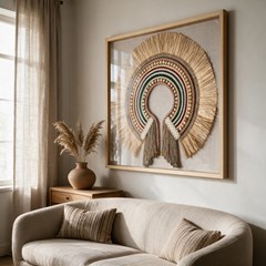 QUADRO ARTESANAL 105 COCAR CIRANDA S/V 80 cm x 80 cm